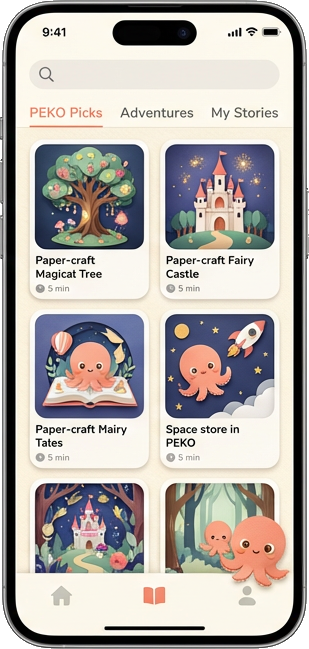 PEKO Story Library - Bookshelf of AI-generated stories